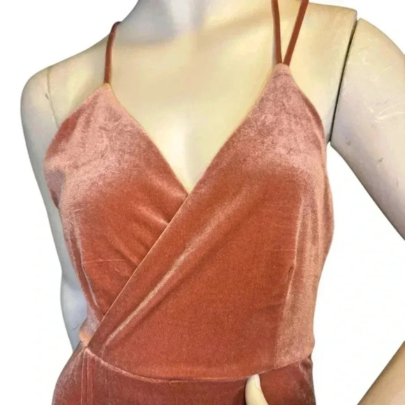 Lulus whimsical romance pink velvet faux-wrap maxi dress slits size medium.#67 - Picture 3 of 12
